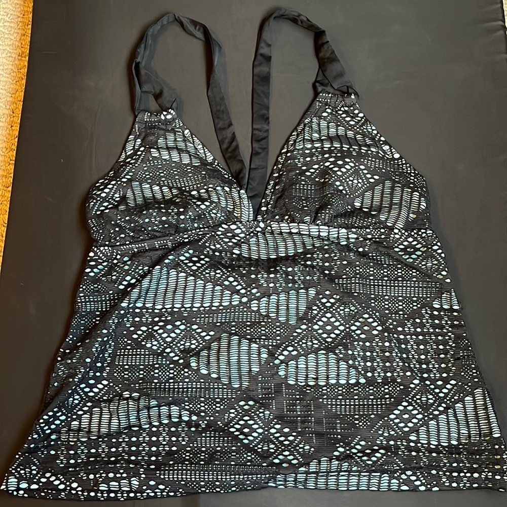 Black and Teal Crochet Tankini Top!
